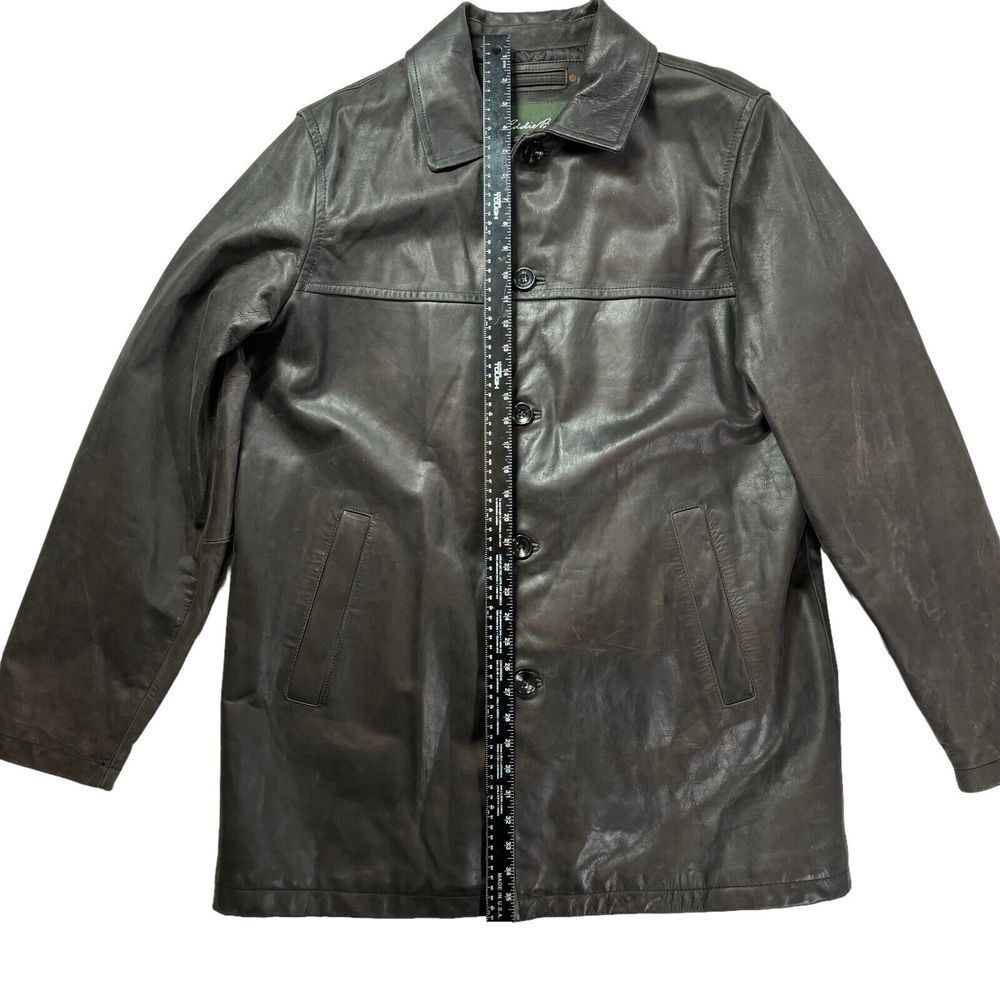 Eddie Bauer Size XLT Genuine Leather Quilted Lining Button Front Jacket - Picture 5 of 11